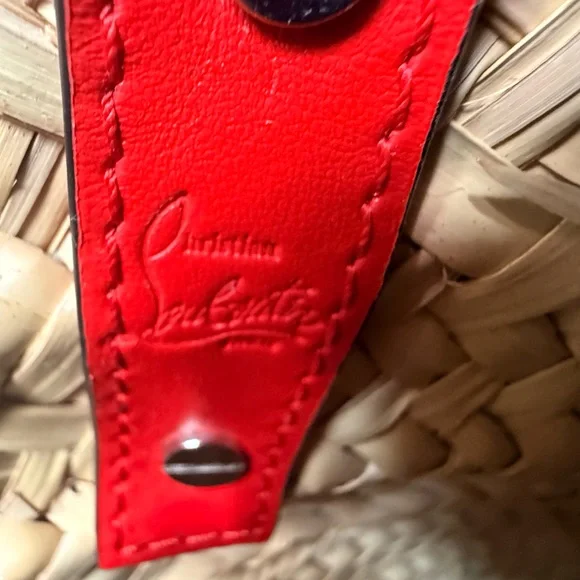 Christian Louboutin Orange and Tan Woven Bag Straw Tote authentic COA INCLUDED
